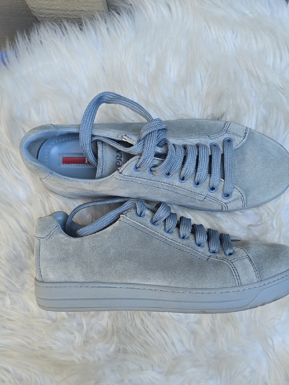 Prada blue gray suede sneakers 37